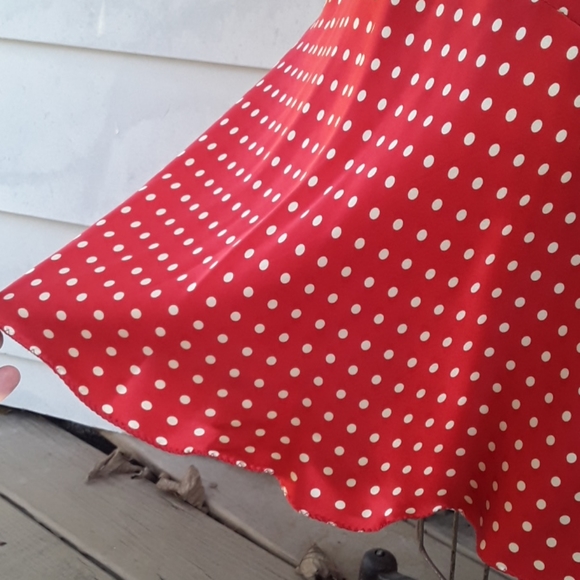 NEW size 8 POLECI Polka dot SILK dress Pinup Girl - Picture 8 of 12